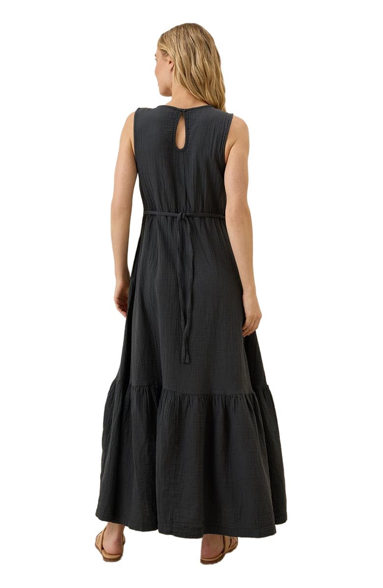 Pact Organic Cotton Double Gauze Beach To Brunch Dress, Alternate, color, Black