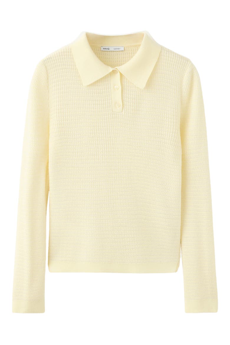 Pointelle Knit Polo Top, Alternate, color, YELLOW