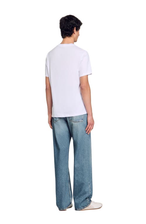 Sandro Mens Naturels Branded-print Short-sleeved Cotton-jersey T-shirt In White