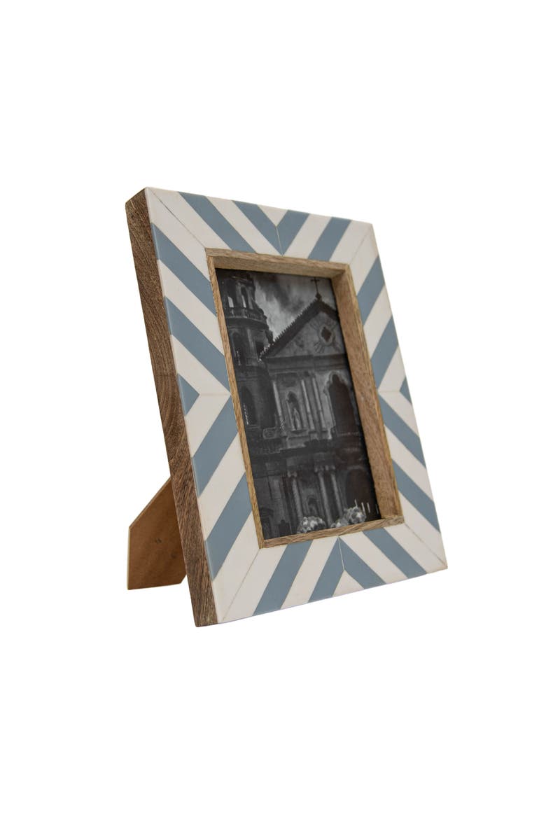 5x7 Blue & White Wood Photo Picture Frame w/ Glass Pane, Alternate, color, Blue