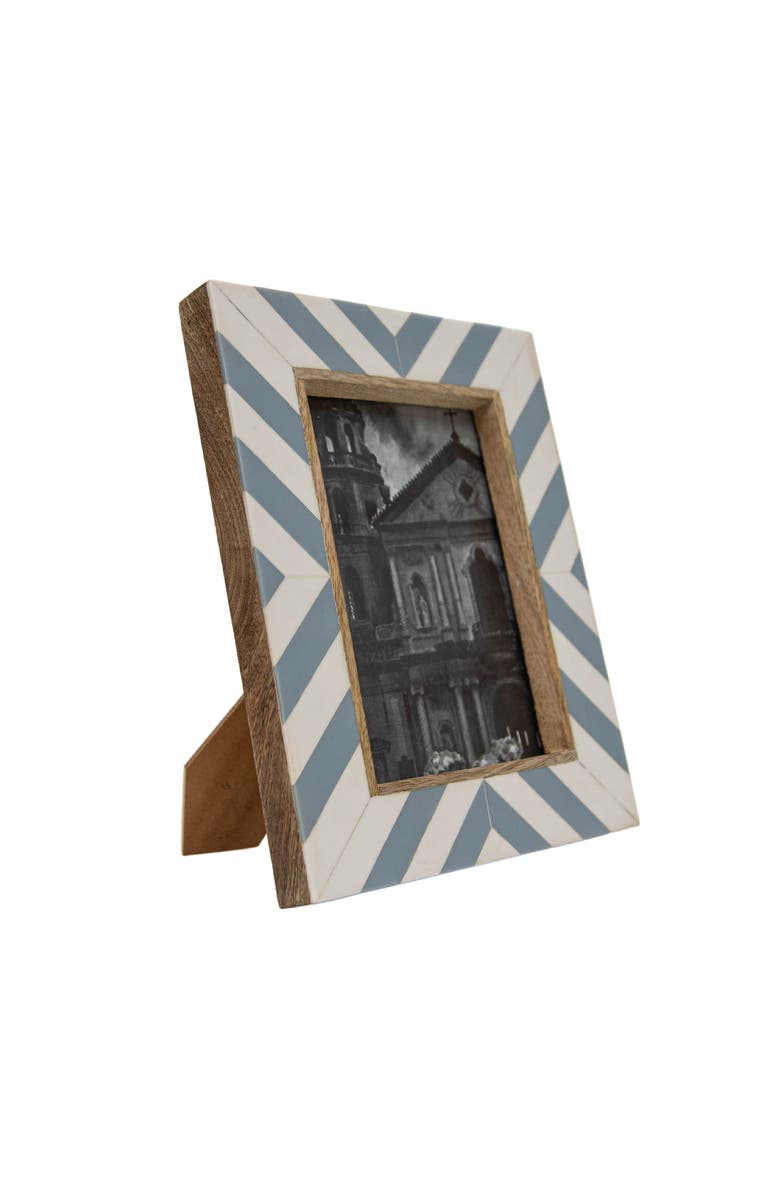 Foreside Home and Garden 5x7 Blue & White Wood Photo Picture Frame w/ Glass Pane, Alternate, color, Blue