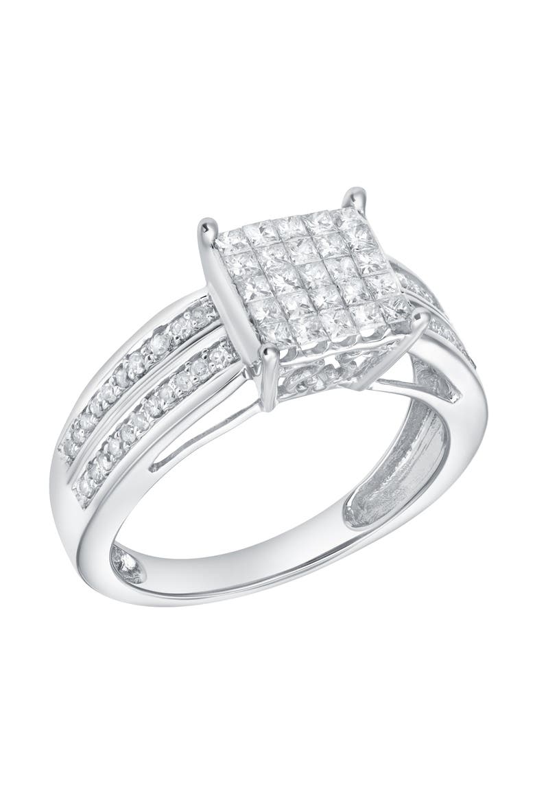 Caerelle 0.25 Cts Natural Diamond Cluster 14K Gold Ring, Alternate, color, 14K White Gold