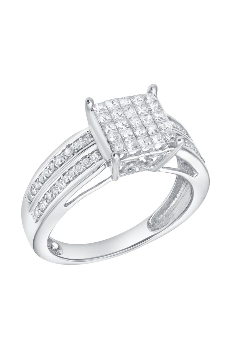 LuvMyJewelry Caerelle 0.25 Cts Natural Diamond Cluster 14K Gold Ring, Alternate, color, 14K White Gold