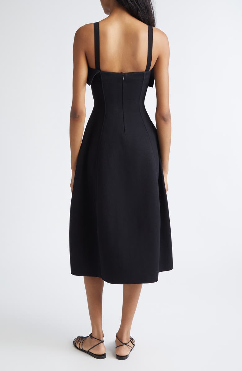 Proenza Schouler Blanca Compact Stitch Fit & Flare Sweater Dress, Alternate, color, Black
