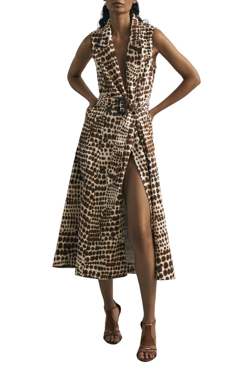 Reiss Concordia Print Belted Sleeveless Maxi Dress, Main, color, Chocolate