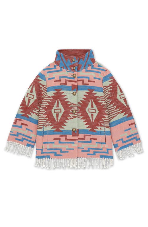 Fortela Feather Navajo Cotton Cape In Pink