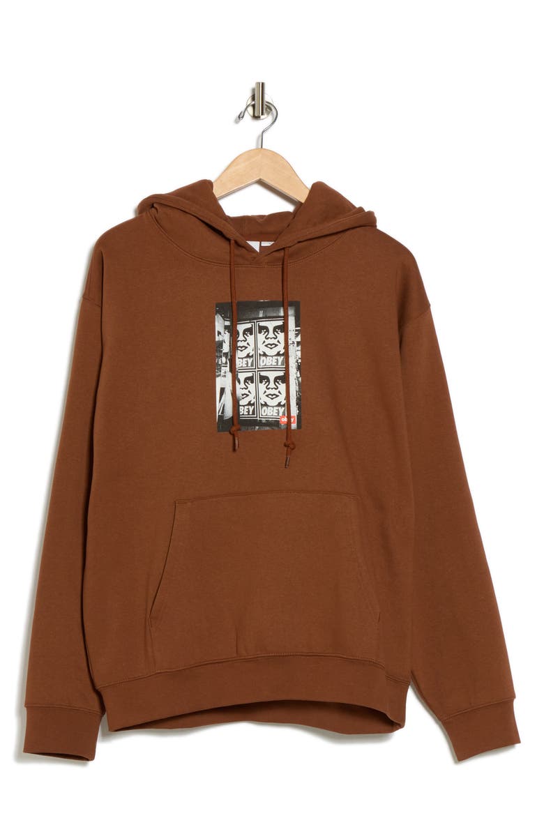 Obey Icon Photo Graphic Hoodie, Alternate, color, Sepia