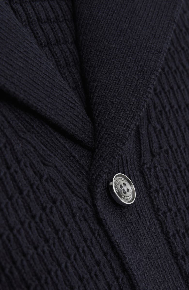 Reiss Montague Texture Knit Camp Shirt, Alternate, color, Navy