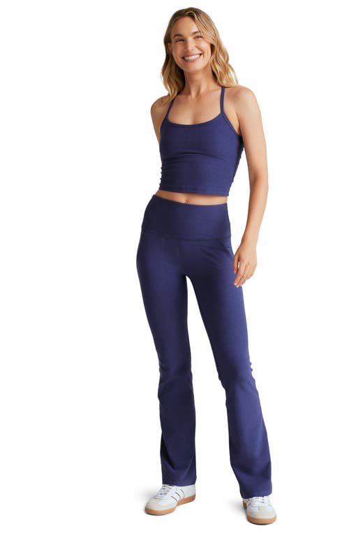 Beyond Yoga Space Dye Slim Racerback Crop Tank In Eternal Blue Heather