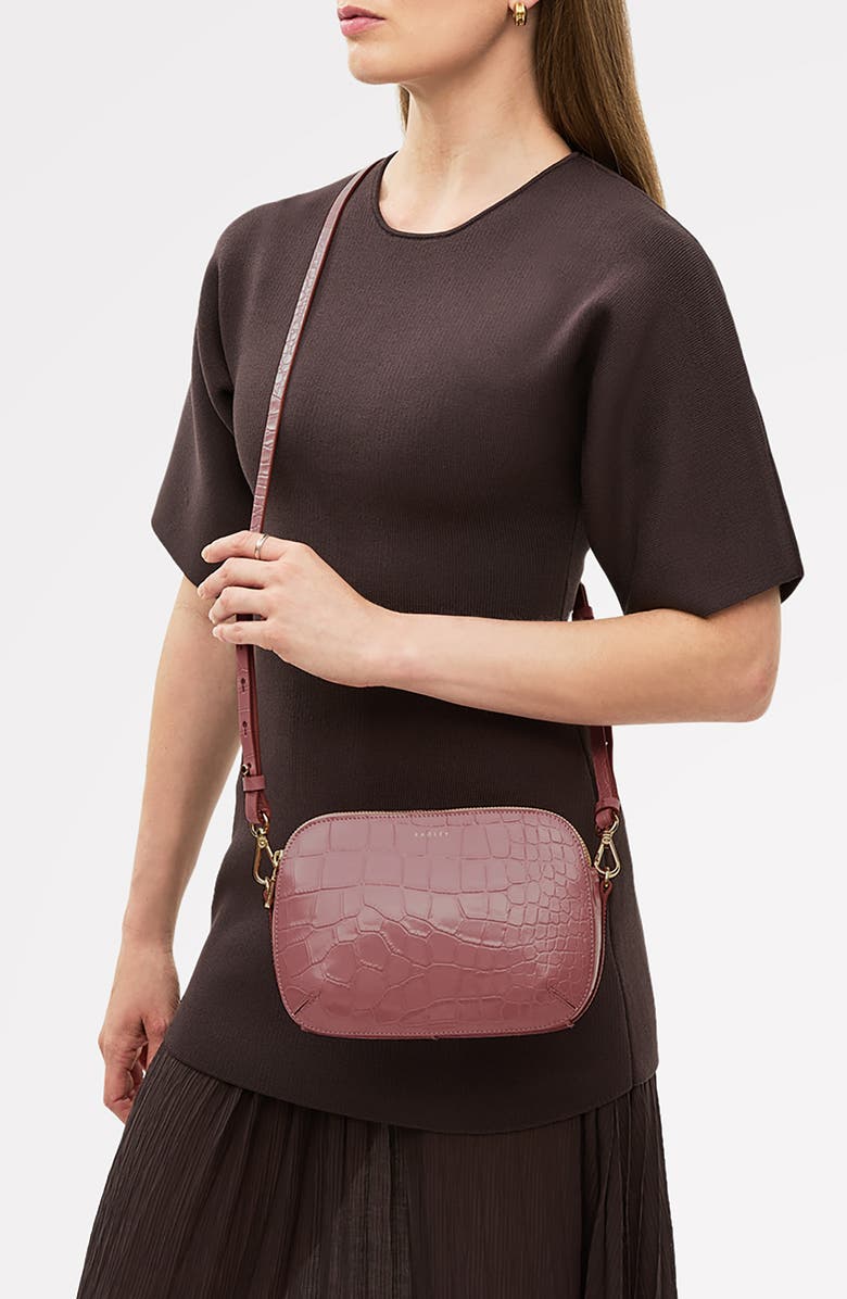 Radley Medium Duke's Place Croc Embossed Leather Crossbody Bag, Alternate, color, French Rose