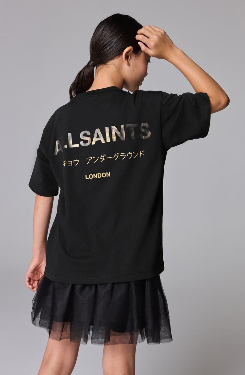 smALLSAINTS by ALLSAINTS Kids' Metallic Logo Cotton Graphic T-Shirt, Alternate, color, 