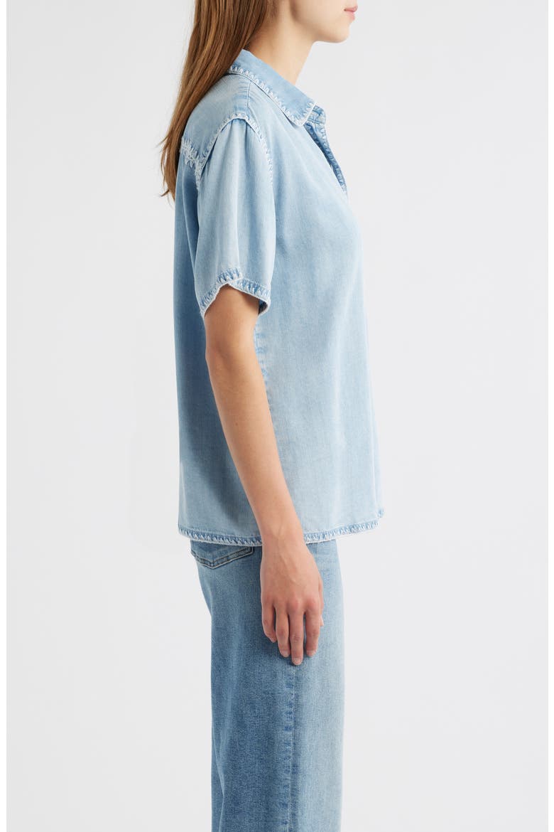 Lea Stitch Accent Button-Up Shirt, Alternate, color, MEDIUM CLOUD WASH