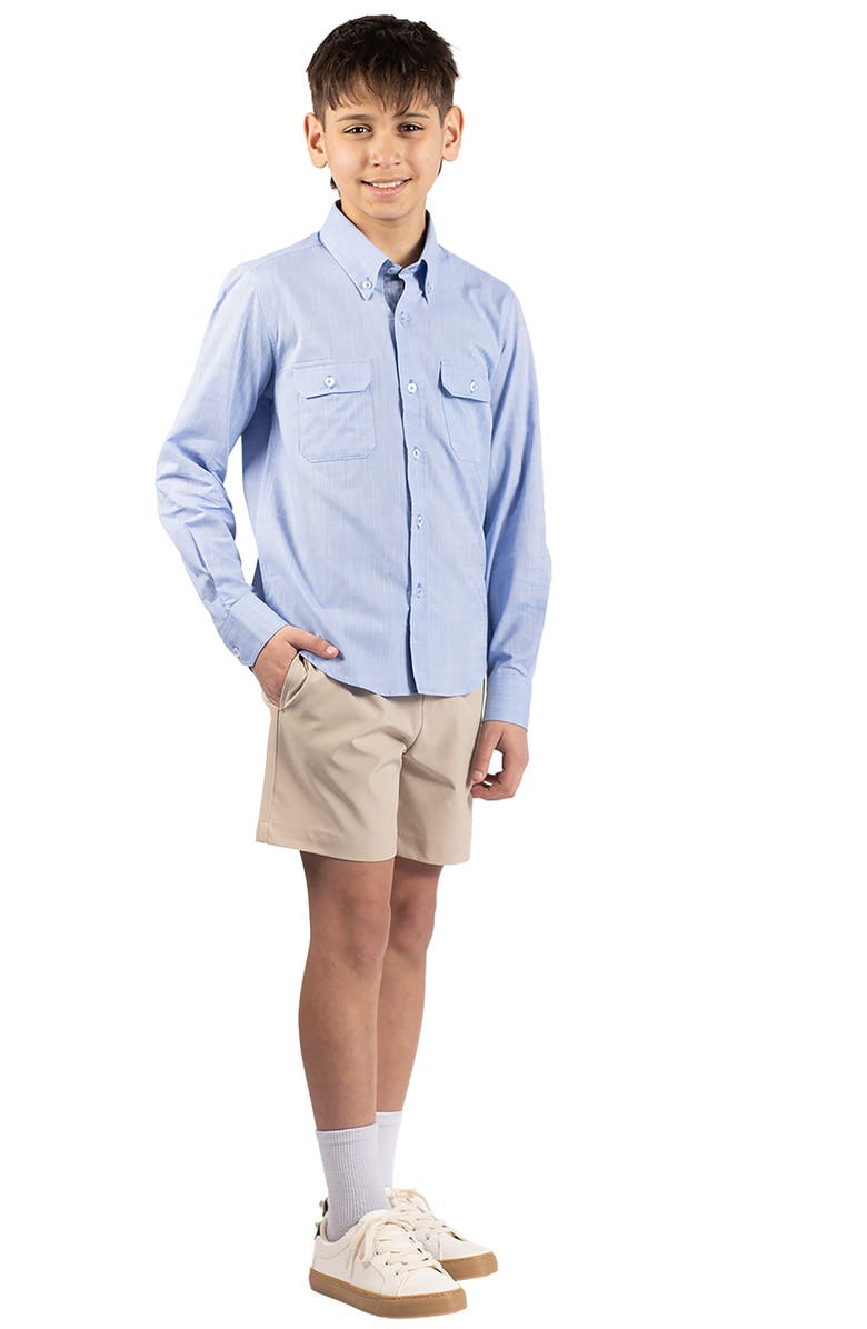 TailorByrd Kids' Signature Cotton Chambray Button-Down Shirt, Alternate, color, Light Blue
