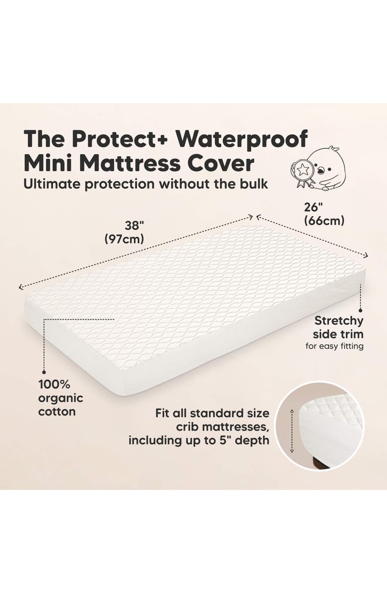 KeaBabies 2-Pack Mavy Protect+ Waterproof Mini Crib Mattress Protector, Alternate, color, Soft White