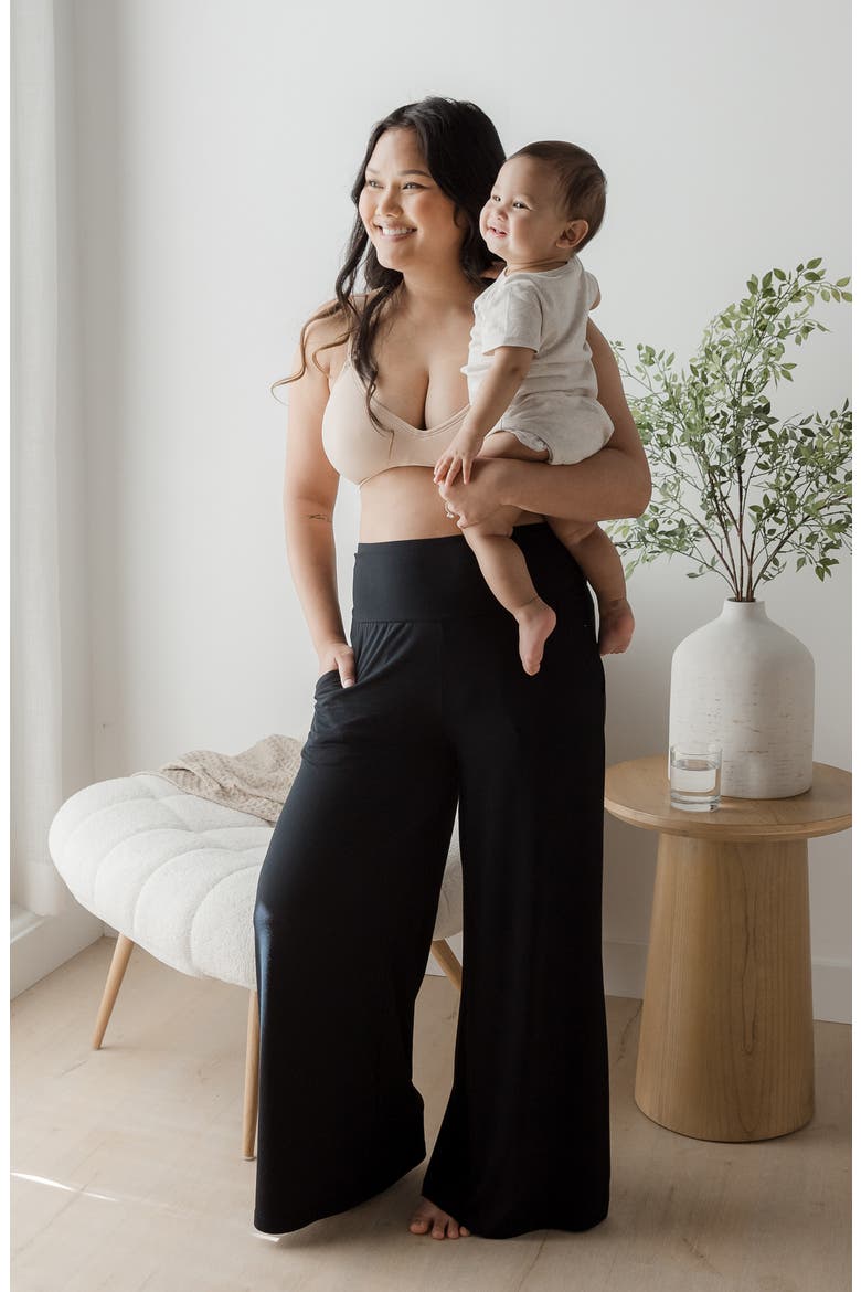 Wide Leg Maternity & Postpartum Lounge Pant, Alternate, color, BLACK
