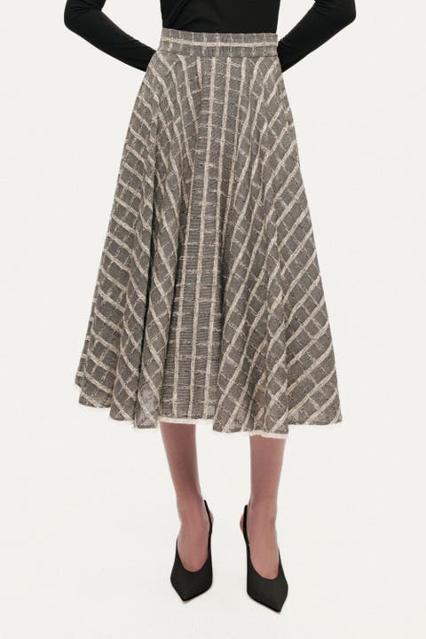 Frill Trimmed Ruffle Midi Skirt