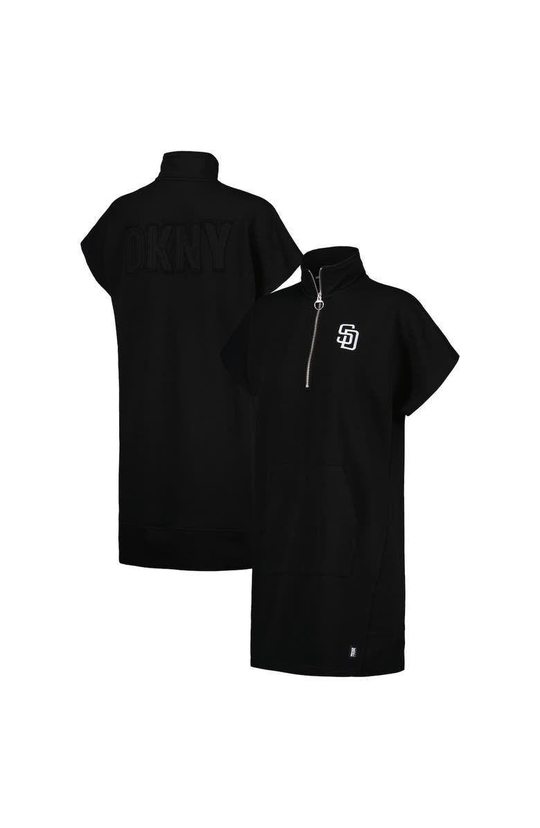 DKNY SPORT Women's DKNY Sport Black San Diego Padres Emily Quarter-Zip Sneaker Dress, Alternate, color, Black