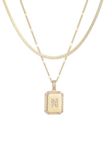 Adornia Initial Tag Pendant Necklace