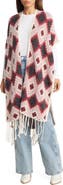 Roffe Accessories Geometric Jacquard Fringe Wrap
