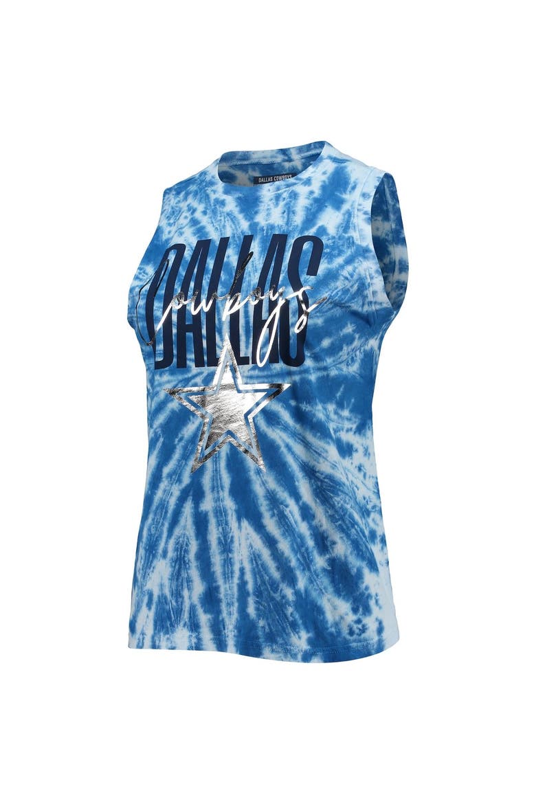 Women's Lauren James Royal Dallas Cowboys Tie-Dye Jersey Boxy Tank Top, Alternate, color, Royal