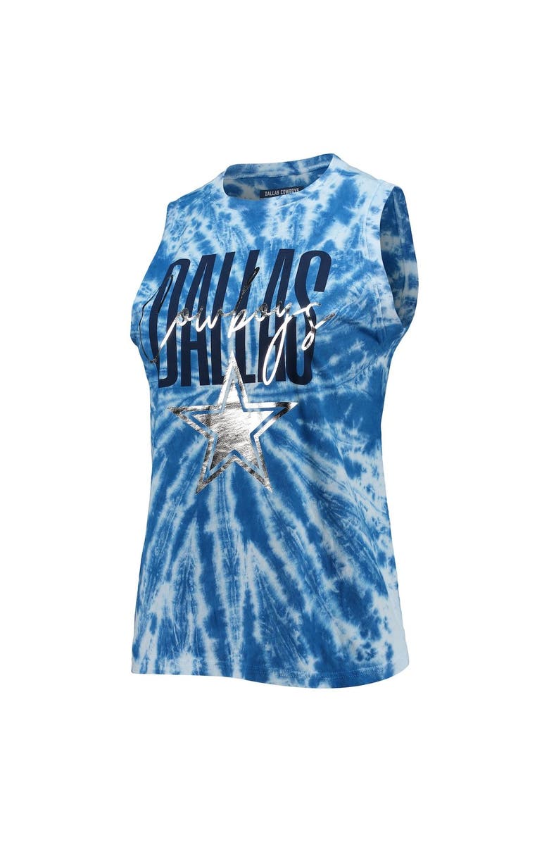 LAUREN JAMES Women's Lauren James Royal Dallas Cowboys Tie-Dye Jersey Boxy Tank Top, Alternate, color, Royal