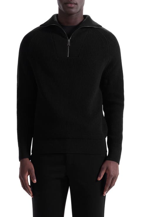 Merino Wool & Cotton Quarter Zip Pullover