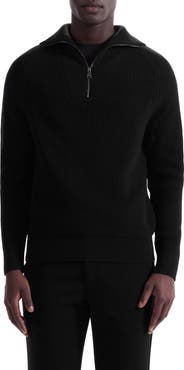 Bugatchi Merino Wool & Cotton Quarter Zip Pullover