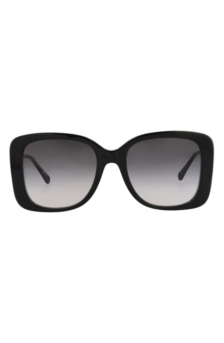 Chloé 55mm Square Oversize Sunglasses, Main, color, Black Black Grey