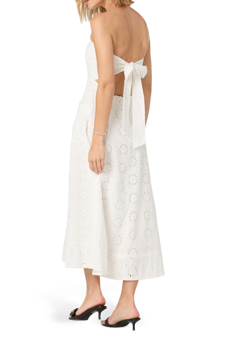 Strapless Cotton Eyelet Dress, Alternate, color, WHITE