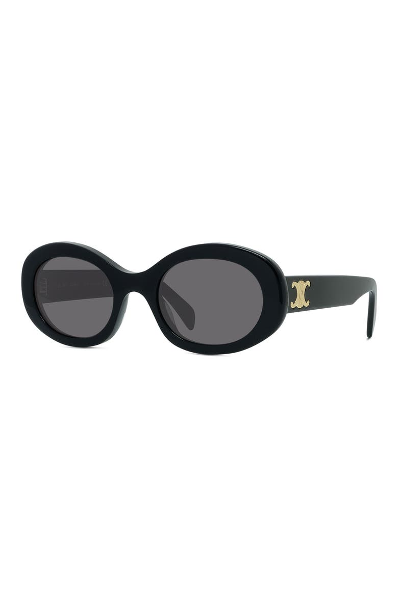 Triomphe 52mm Oval Sunglasses, Alternate, color, SHINY SOLID BLACK/ SMOKE