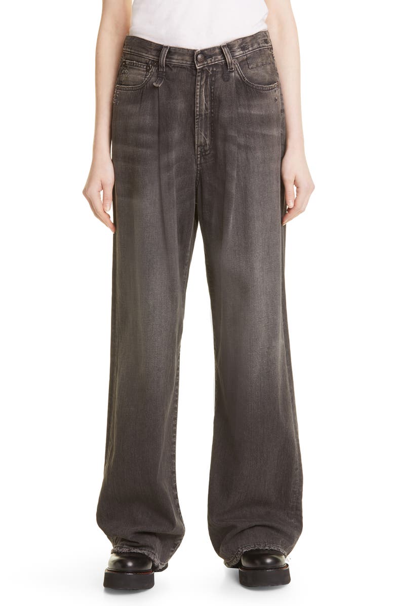 R13 Damon Pleated High Waist Wide Leg Jeans, Main, color,