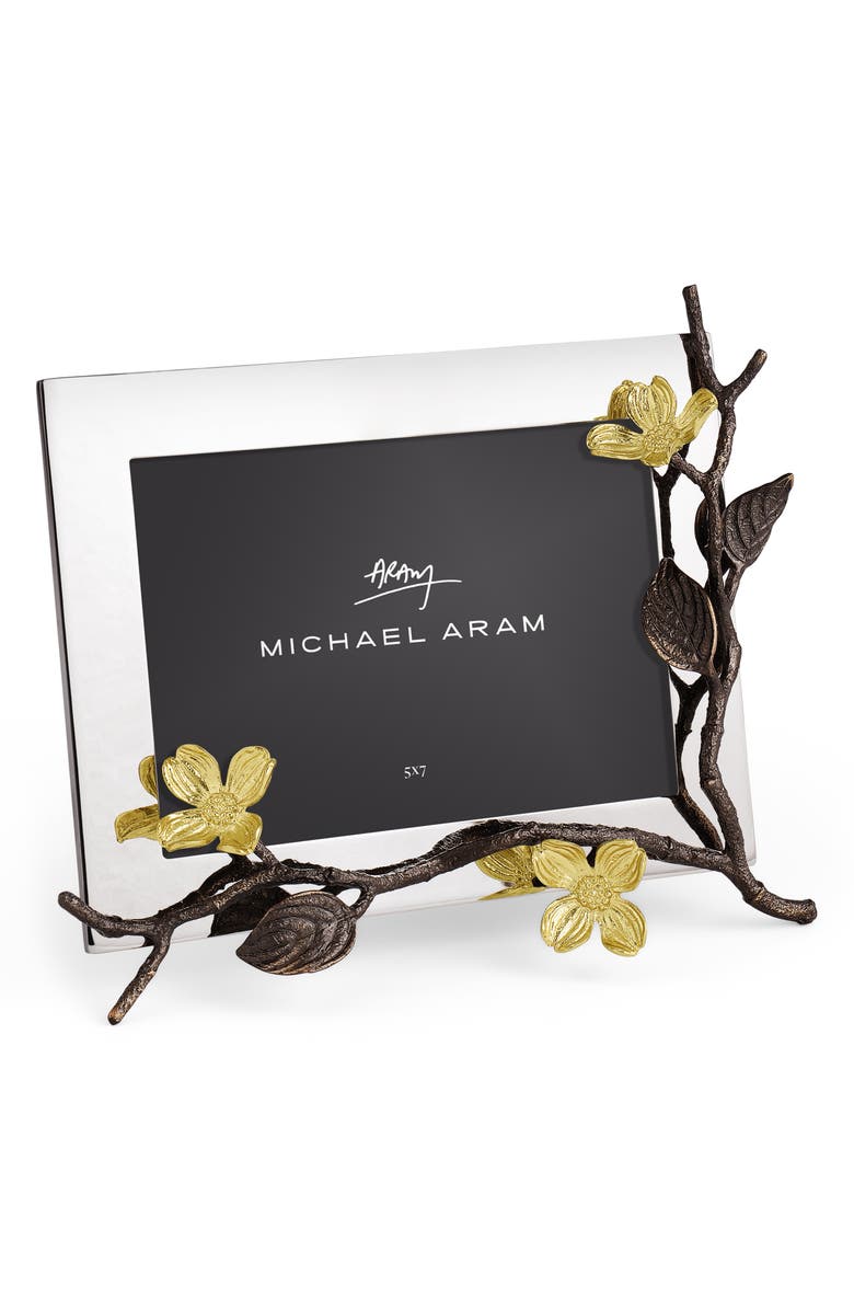 Michael Aram Dogwood Convertible Easel Picture Frame, Alternate, color, Brass/ Gold