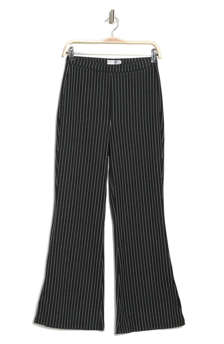 PATRIZIA LUCA Flare Leg Pinstripe Pants, Alternate, color, Black