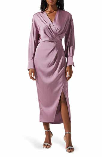 ASTR the Label Sadyra Long Sleeve Satin Midi Dress