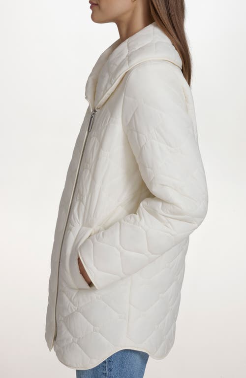 Andrew Marc Midlength Onion Quilted Jacket In White