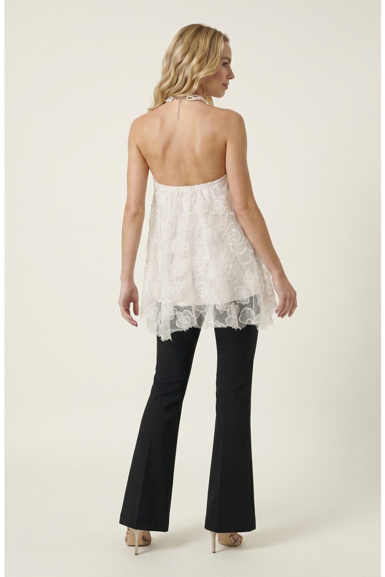 Embroidered Floral Halter Top, Alternate, color, Ivory