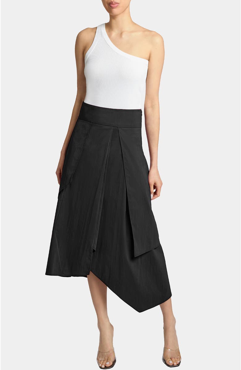 Santorelli DEB Multi-Panel Asymmetric Midi Skirt in Stretch Cotton Blend, Alternate, color, 