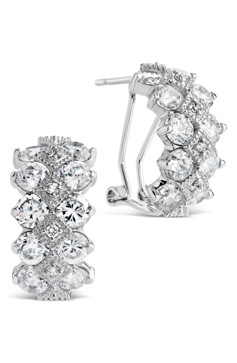 Sterling Forever Lena Cubic Zirconia Hoop Earrings, Main, color,