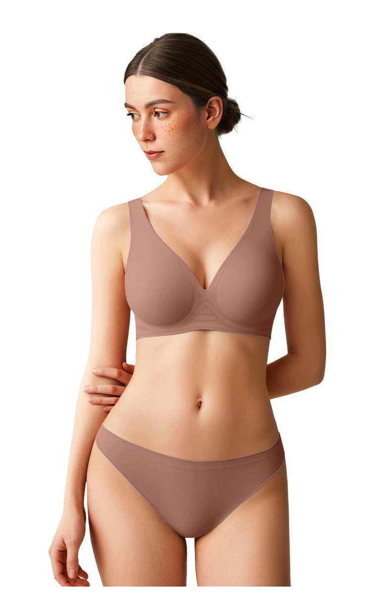 Popilush Seamless Wireless Jelly Leopard Contour Minimizer Support Bra, Alternate, color, Mocha Brown