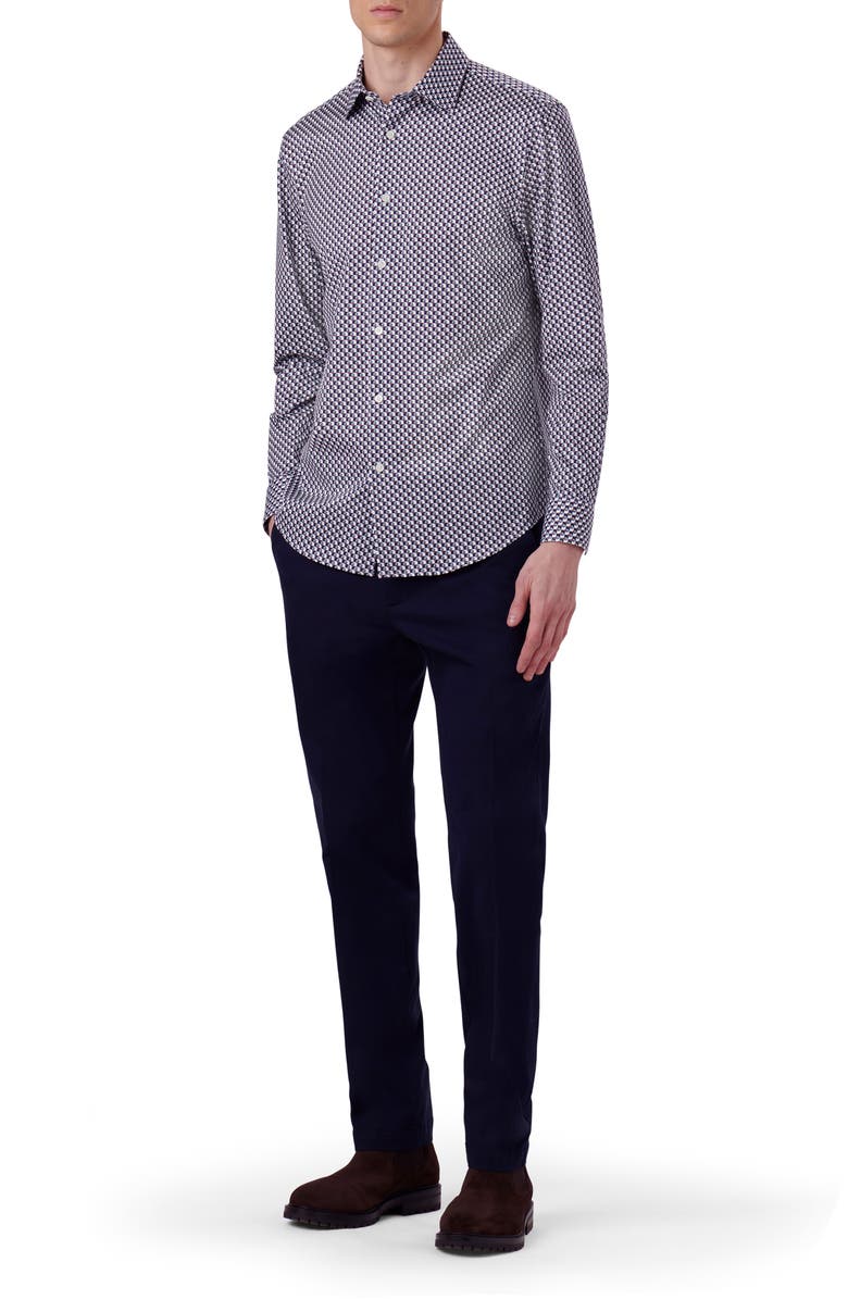 Bugatchi James OoohCotton<sup>®</sup> Geo Print Button-Up Shirt, Alternate, color, 