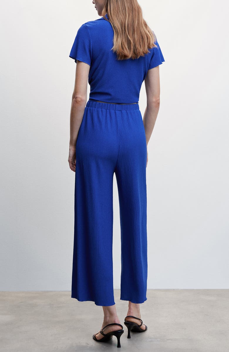 MANGO Flowy Textured Wide Leg Knit Pants, Alternate, color,