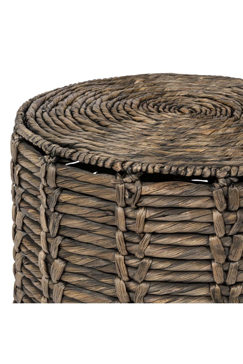 Zaria Coastal Handwoven Round Nesting Accent Tables, Set of 3 Woven Side End Tables with Metal Frame, Alternate, color, Brown