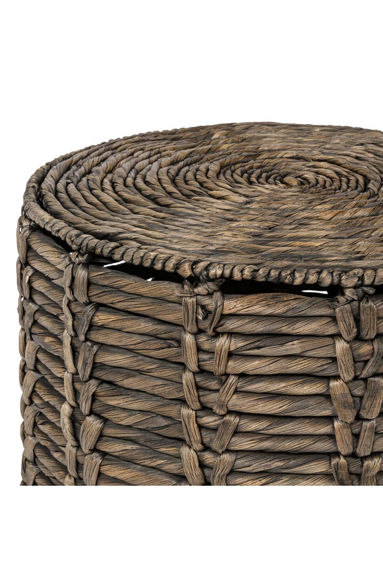 JONATHAN Y Zaria 18" Coastal Bohemian Handwoven Water Hyacinth Nesting Round Accent Table, Alternate, color, Brown