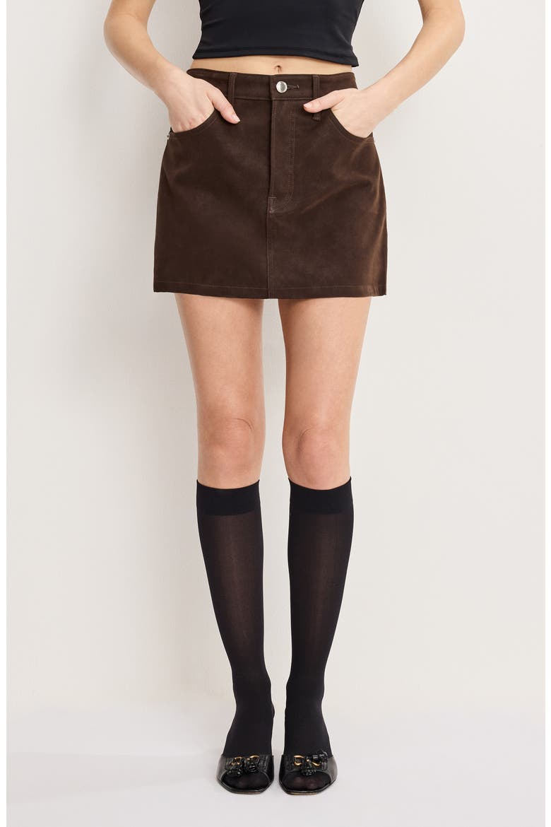 Better Than Faux Suede '90s Miniskirt, Main, color, CACAO