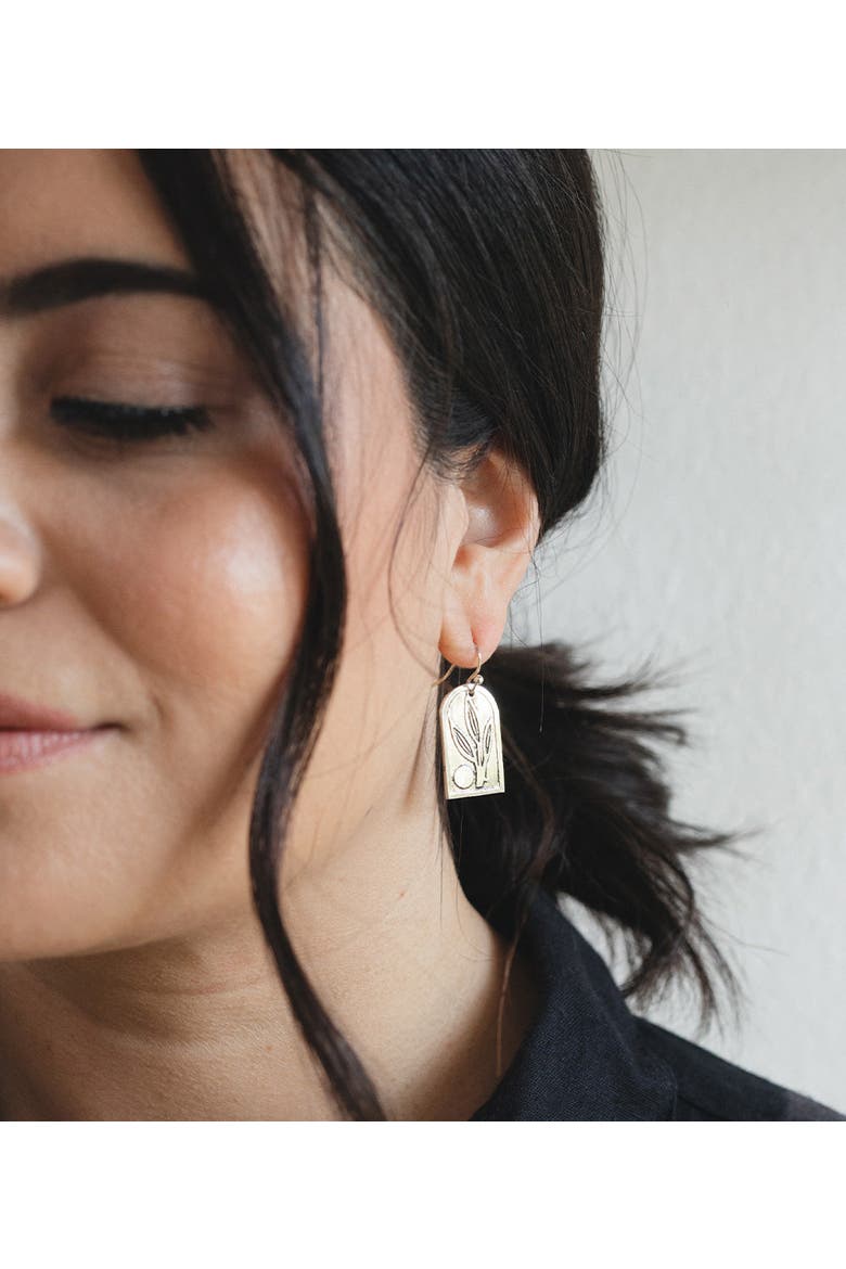 Patra Leaf Drop Earrings, Alternate, color, Silver