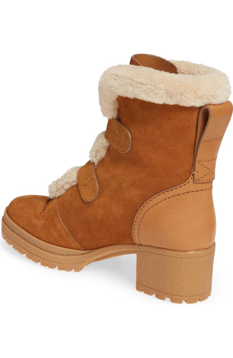 See by Chloé Brandie Genuine Shearling Buckle Bootie, Alternate, color,