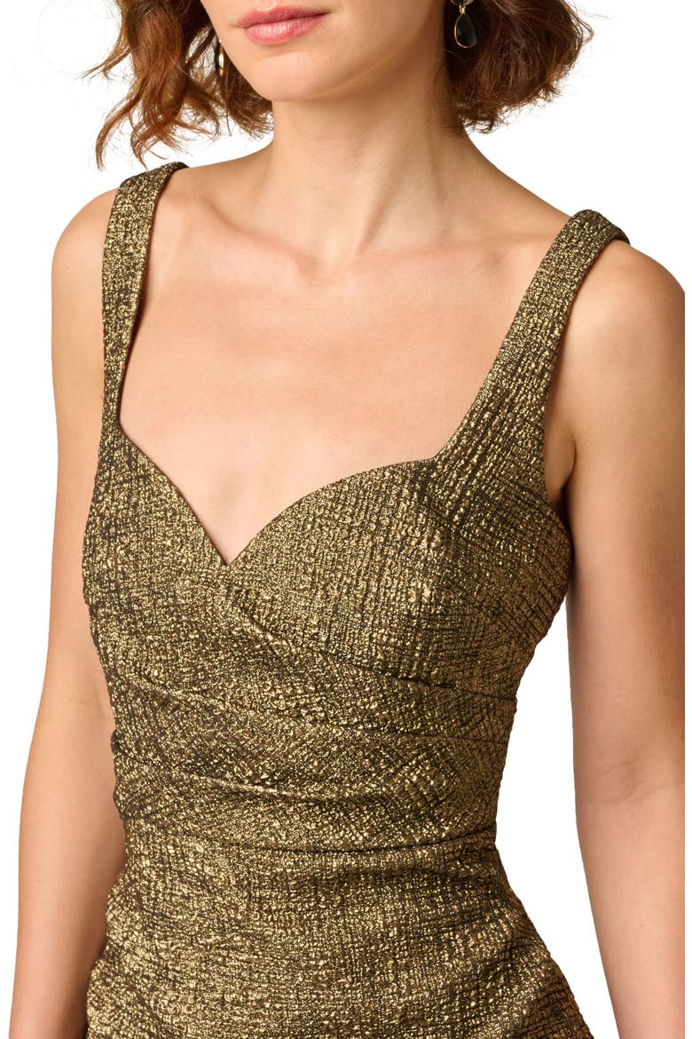Stretch Jacquard Cocktail Sheath Dress, Alternate, color, BLACK/ GOLD