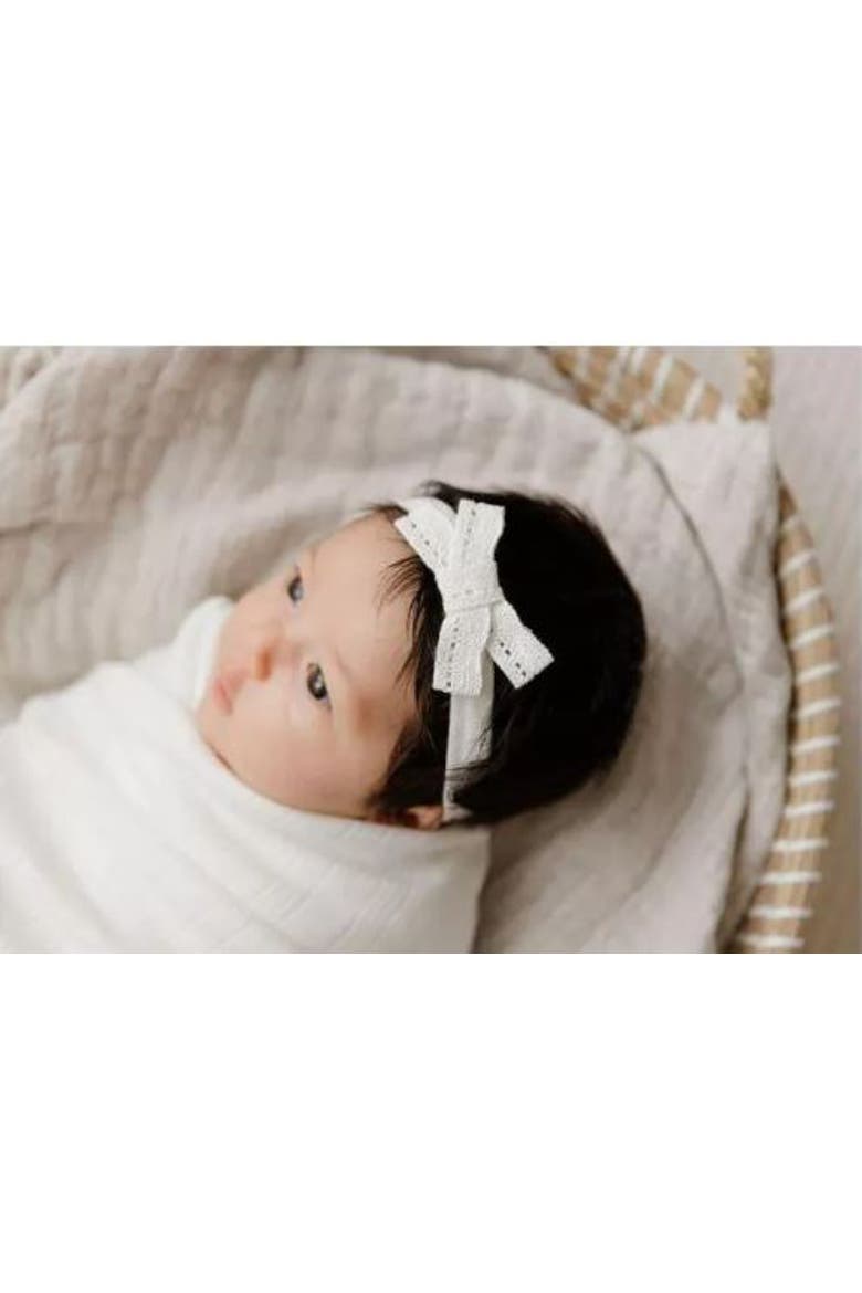 Baby Lace Trim Pointelle Headband, Alternate, color, Cream