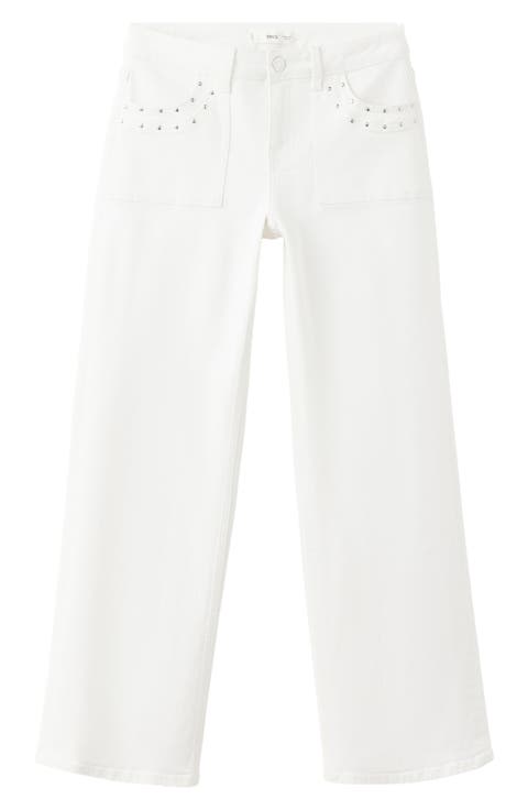 Studded Low Waist Straight Leg Jeans