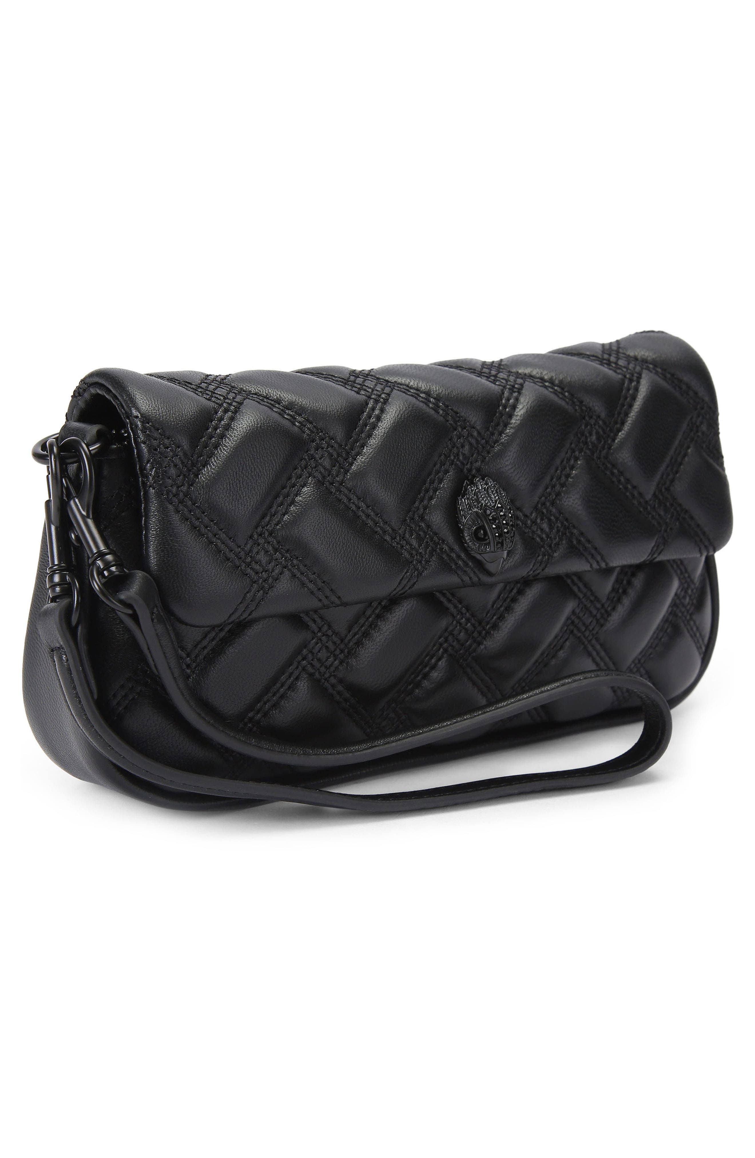 Kurt Geiger London Pickle Drench Quilted Leather Shoulder Bag, Alternate, color, Black